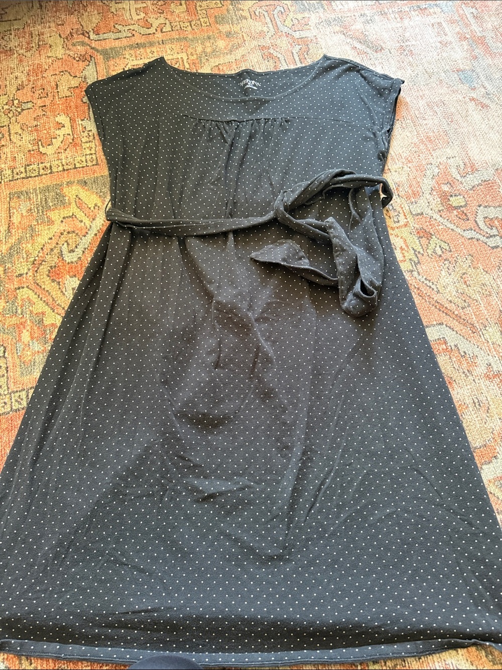 Black Polka Dot Tie-Waist Women’s Dress